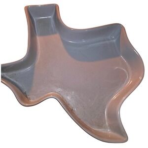 Frankoma Texas State Shape Dish Vintage Blue Sapulpa Clay Pottery Trinket Tray